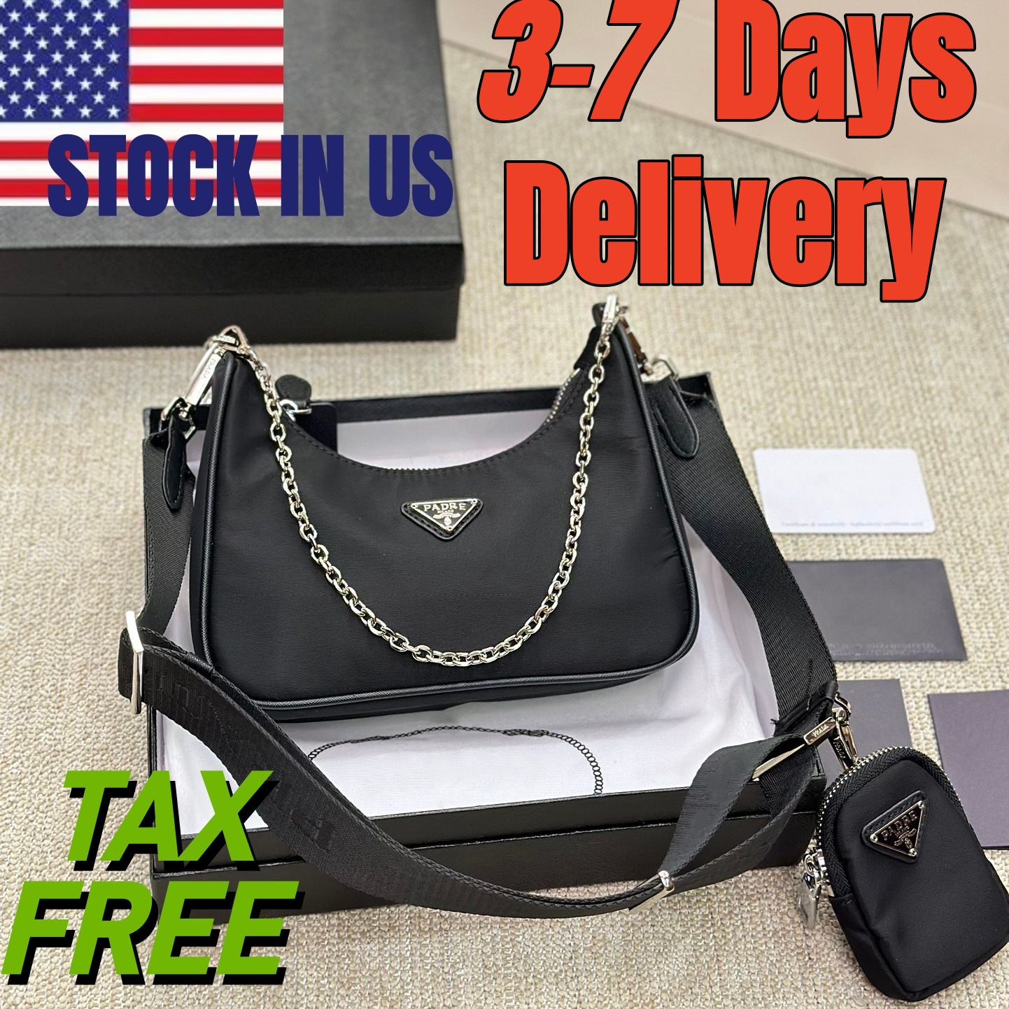 Designer bag fashionable luxury classic black environmentally friendly nylon canvas material shoulder bag handbag 2005 and 2000 multi color styles versatile 01