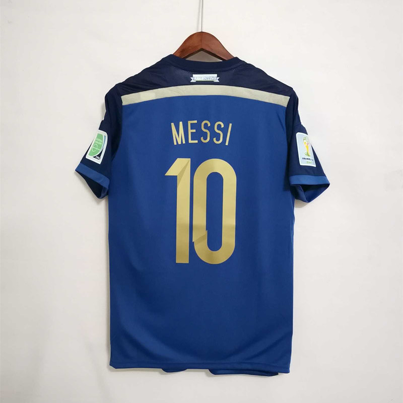 2014 World Cup Argentina national team home and away vintage ball game shirt with embroidery of number 10 - Messi short-sleeved casual shirt for sports. Football uniform.