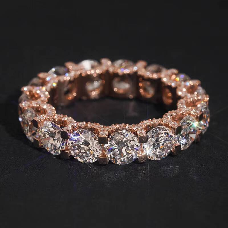 Messi Gems Fine Jewelry MSR-755 Real 18k Gold Engagement Eternity Ring with Lab Grown Diamond