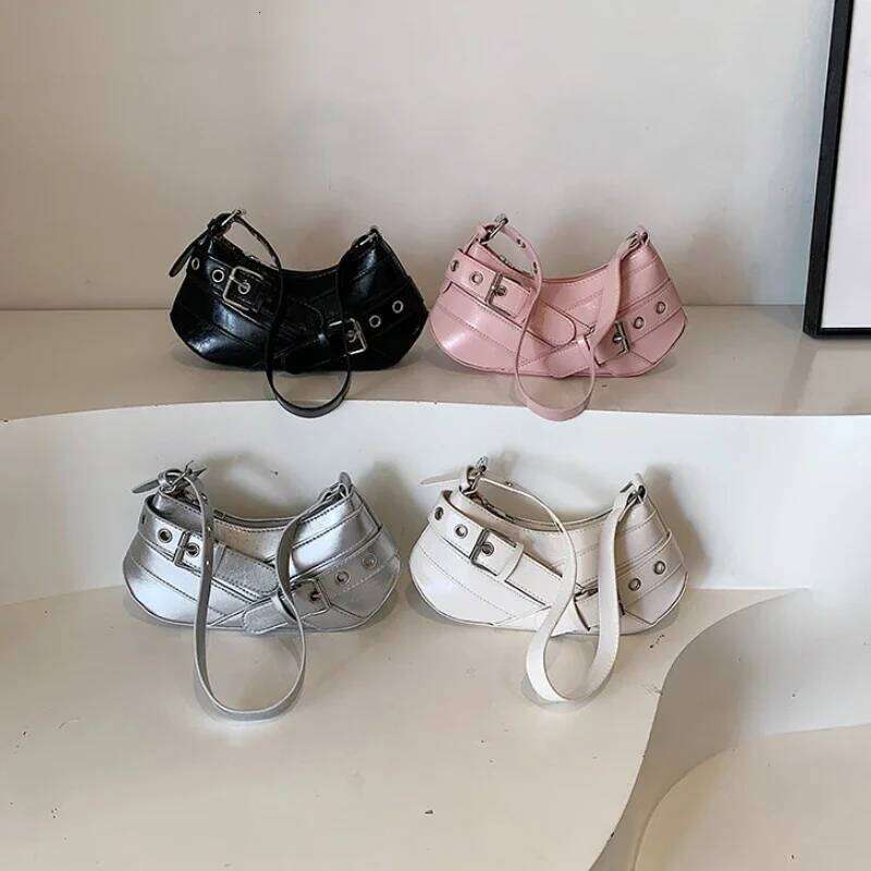 Gothic Punk Y2K Shoulder Bags for Women Fashion Pu Leather Ladies Underarm Bag Design Vintage Female Handbags Small Tote Purse C260204