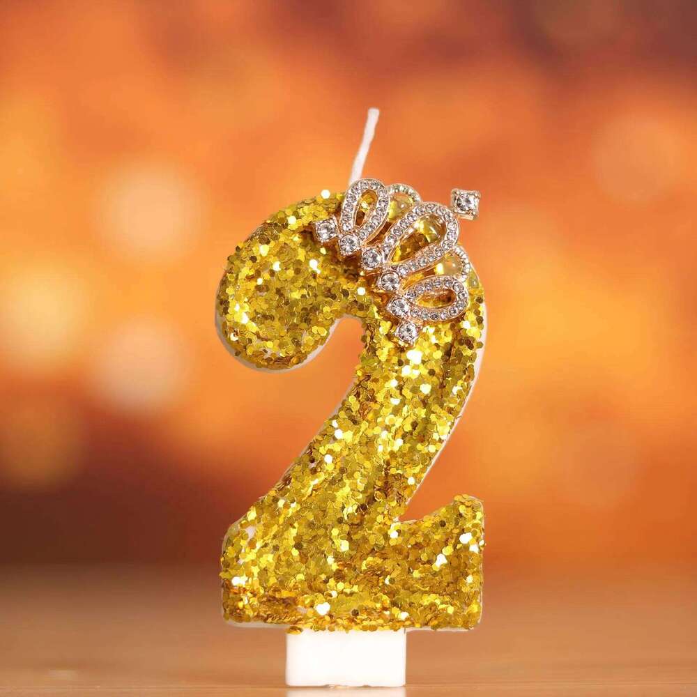 Digital Birthday Cake Crown Three-dimensional Gold Large Candle S260204
