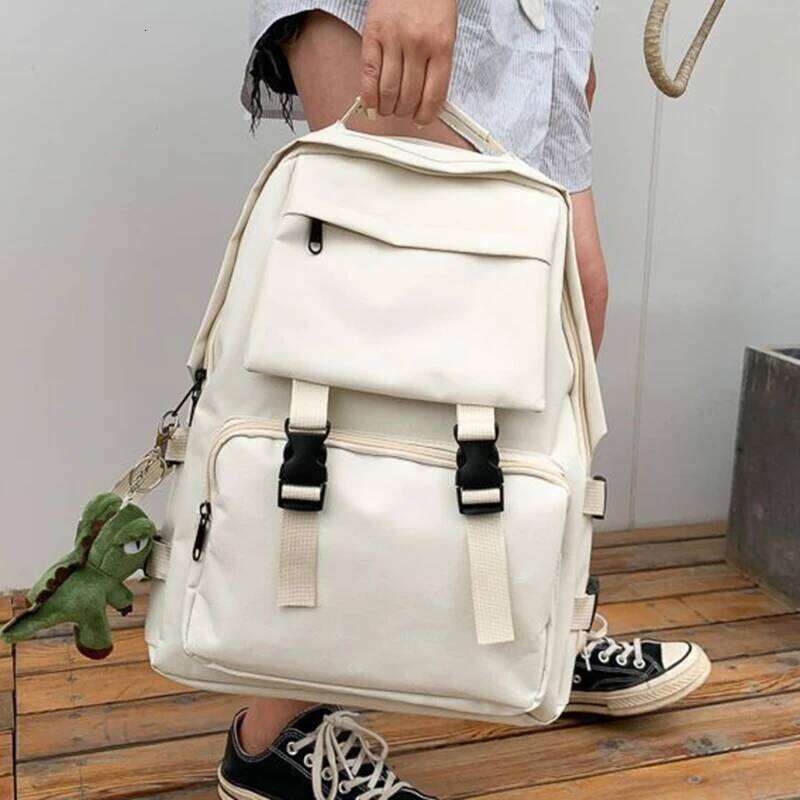 Workwear Solid Color Large Capacity Schoolbag Korean Version Fashion Simple Casual Men's College Student Backpack Women Z260204