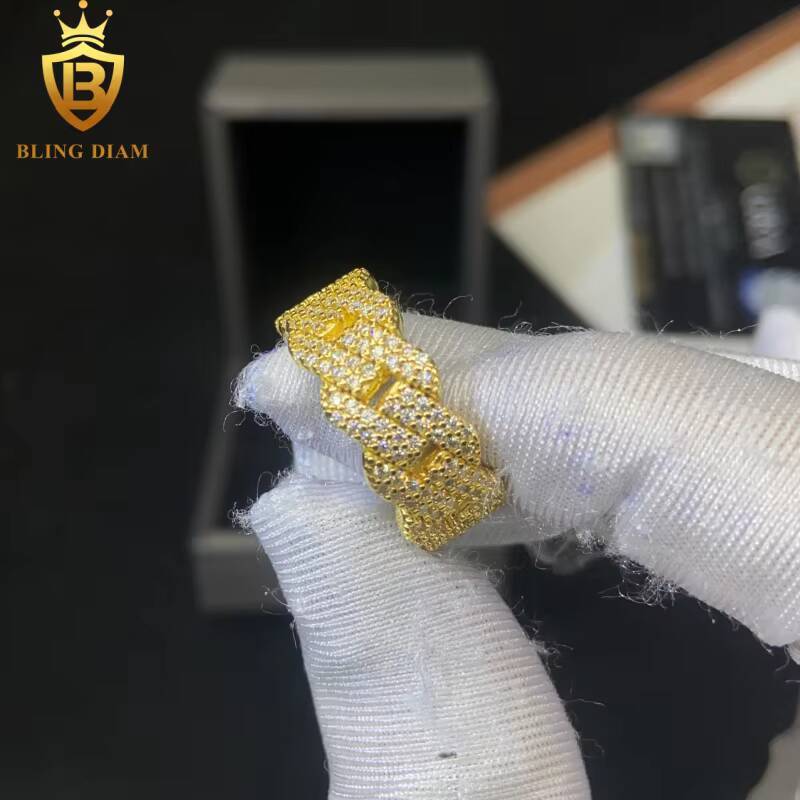Fashion Weave S925 Moissanite Rings for Men Iced Out Moissanite Hip Hop Jewelry High Quality Diamond Pass Diamond Test with GRA