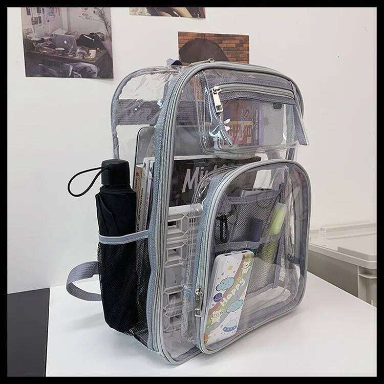 2025 NEW PVC Backpack See Through Clear Bookbags Transparent backpacks school backpack for college students mochila mujer Z260202