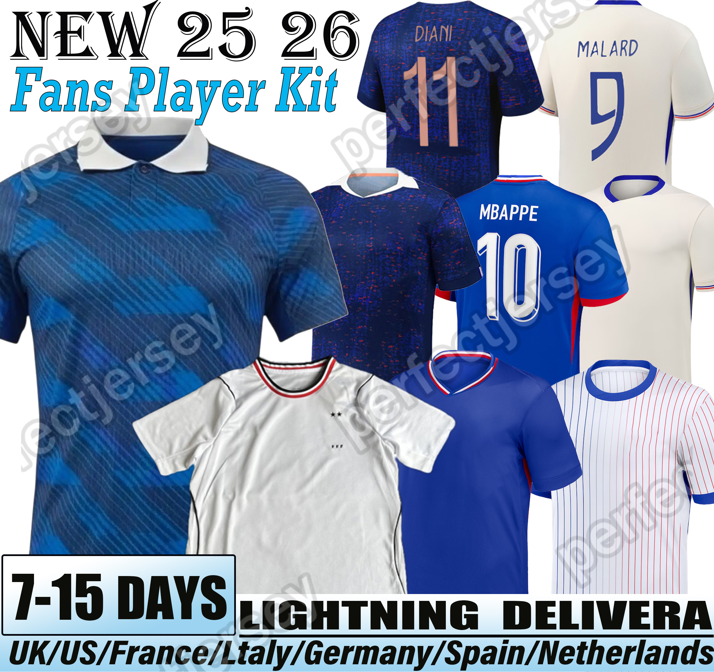 2026 FFF maillot French Kylian Mbappe Dembele Doue Soccer Jersey Thuram Olise Barcola Tchouameni Kone football shirt Fans Player Men kids kit