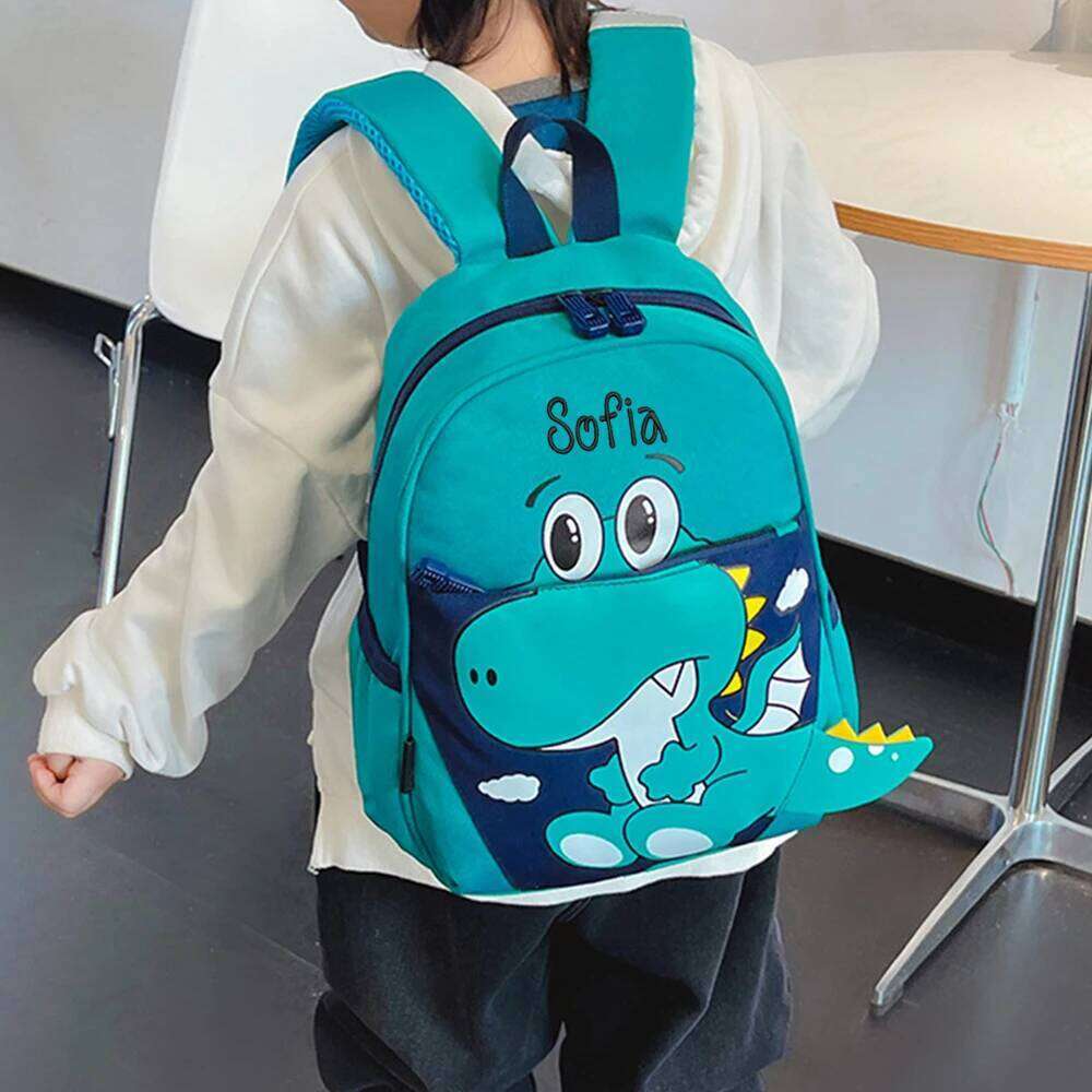 2023 New Kindergarten Personalized Name Cartoon Dinosaur Cute Backpack Customized Children's Day Gift Bags Z260202