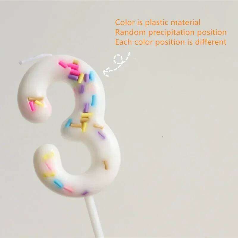 Ice Cream Number Baking 0-9 Wax Candles Digital Topper Kids Children Birthday Party Cake Decoration S260204