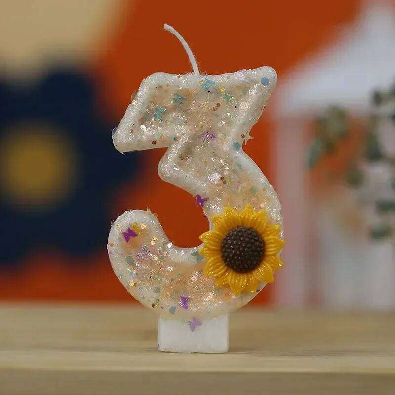 0-9 Number Cake Daisy Flower Atmosphere Candle Girl Birthday Party Decoration Sunflower S260204