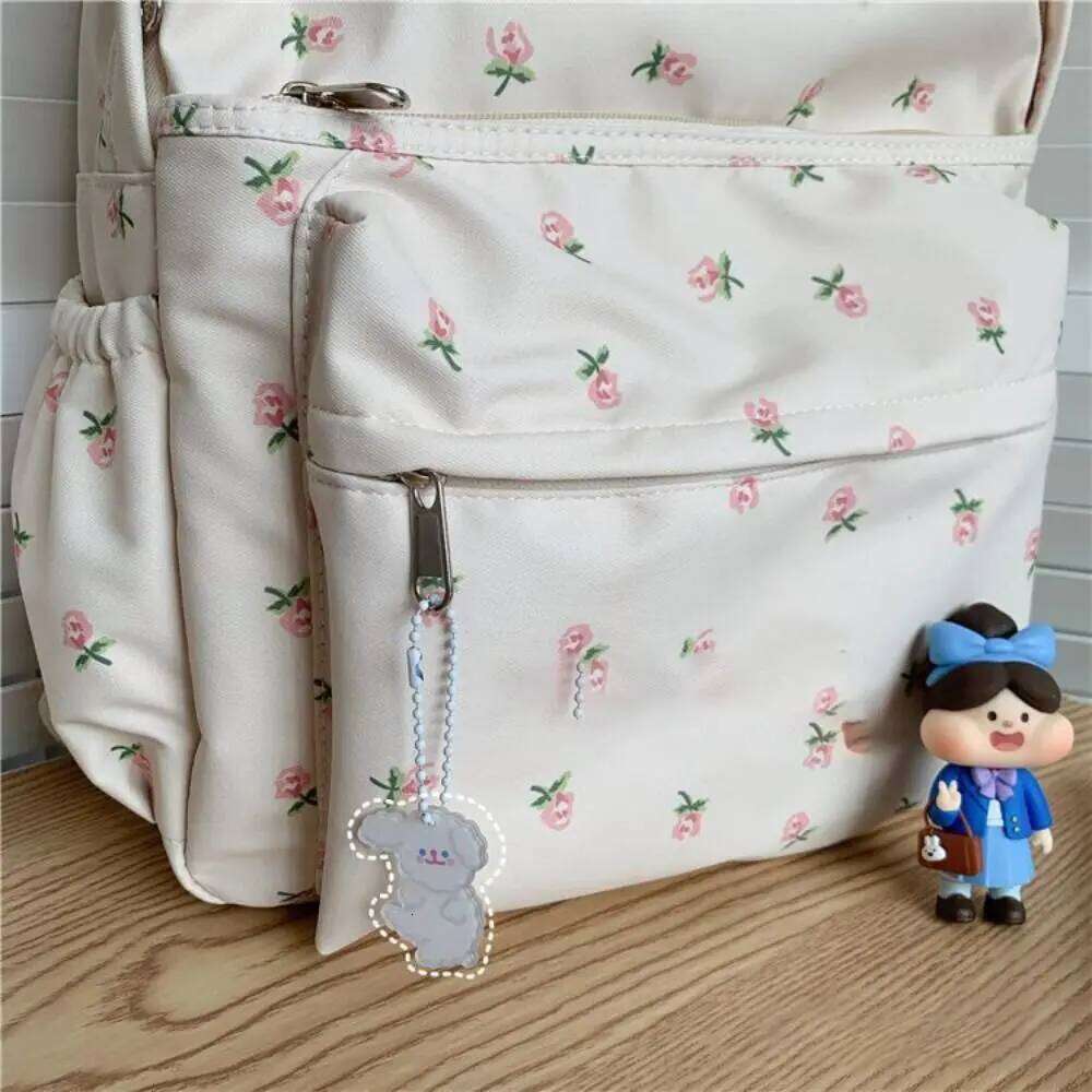 White Print Large-capacity Girl Cool High School Student Schoolbag Backpack Travel Bag Z260202