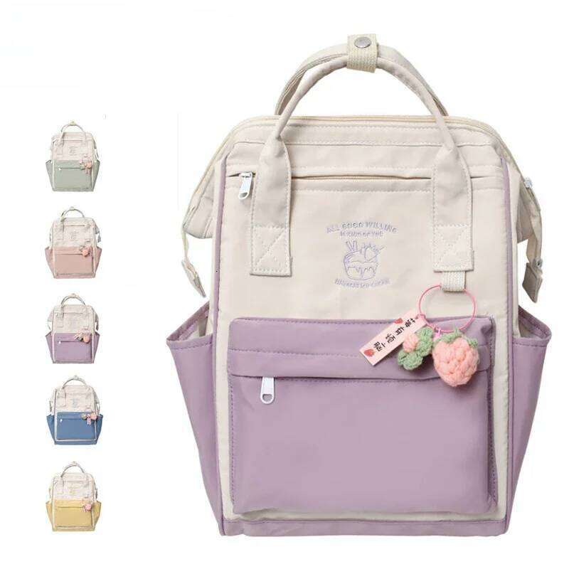 Large-capacity Junior High School Student Schoolbag Color Matching Simple Waterproof Backpack Leisure Travel Storage Bag Z260202