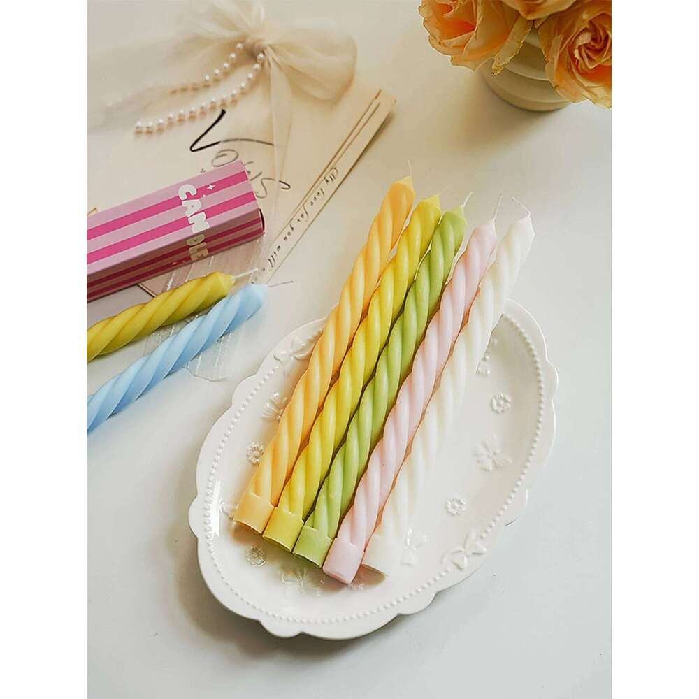 25cm Double Spiral Long Stick Scented Candles, Smokeless Handmade, Valentine's Day Wedding Proposal Anniversary Party Decor S260204