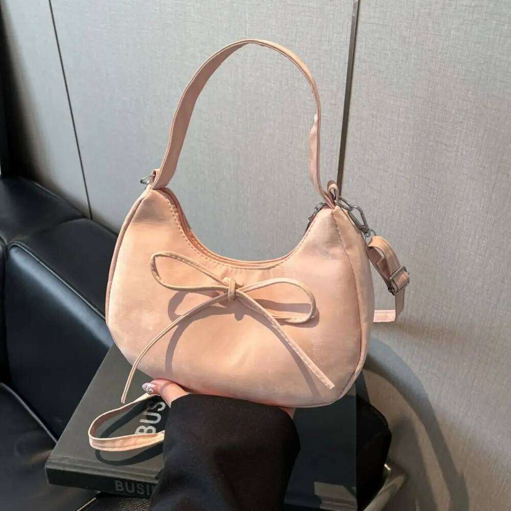 Large Capacity Bow Shoulder Solid Color Korean PU Hobo Bag Fashion Design French Style Handbag Girls/Female C260204