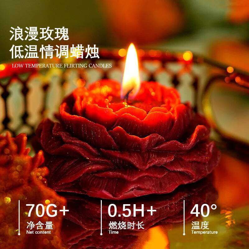 Gilded Red Rose Scented Handmade Flower Design Fragrance Candle Romantic Decoration Wedding Valentine Day Decorate S260204