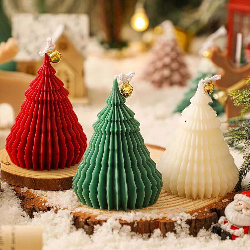 Red Green White Handcrafted Scented Candles, Party Christmas Tree Festival Souvenir, Table Light Fragrance Decoration S260204