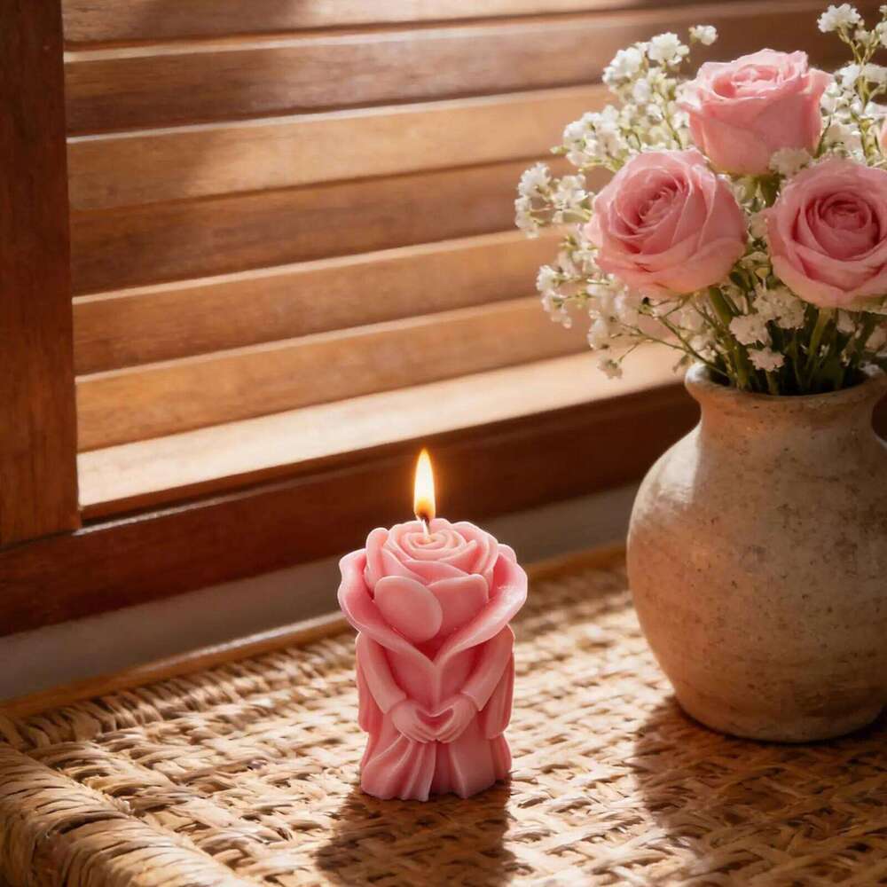 Valentine's Day Candle Long-Lasting Scented Candles Rose Flower Lover Decorations for Home Wedding Decor Holiday Girlfriend S260204
