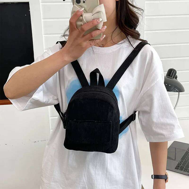 Women Fashion Mini Versatile Corduroy Casual Student Girls Bookbag Retro Travel Backpack Aesthetic Purse Z260204