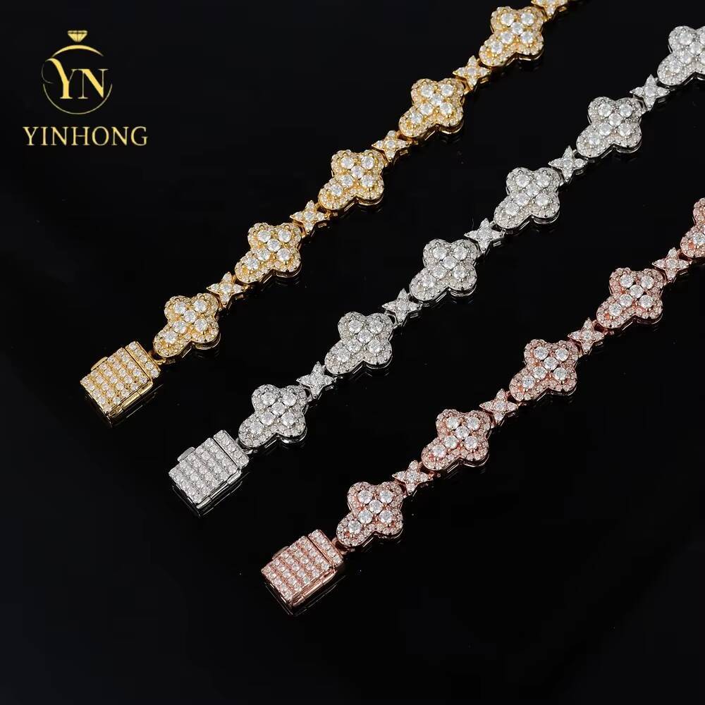 Fine Jewelry Hot Selling Gra Certificate Vvs Moissanite Gold Silver Cross Bracelet for Women Fine Chain Link Jewelry