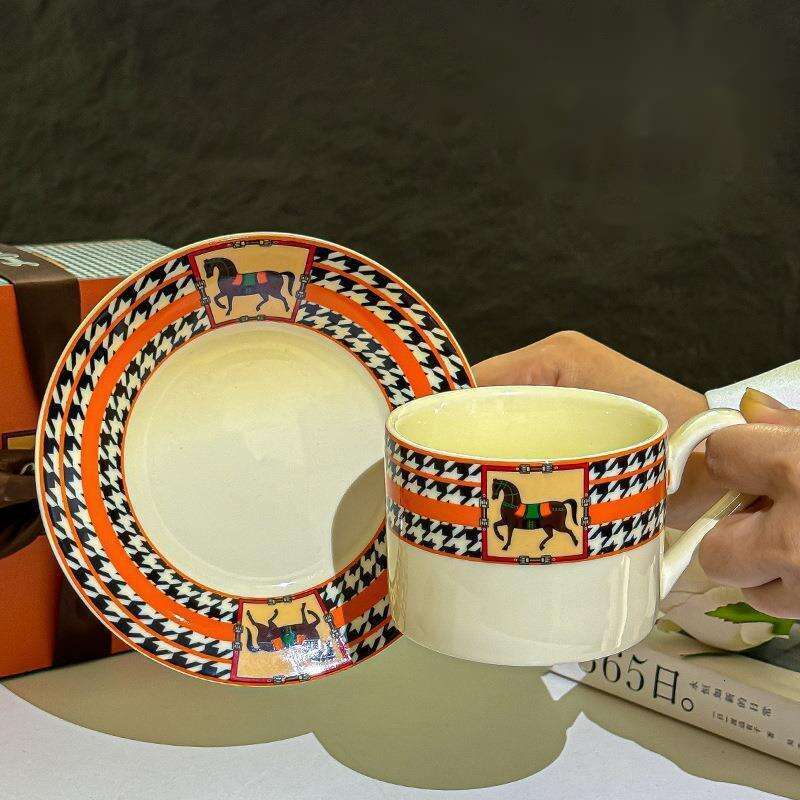 Ceramic Horse Motif Coffee Set Cup Saucer And Spoon Ceramic Mugs Office Water Cups Affordable Luxury Gifts