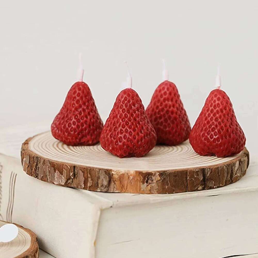 5pcs Strawberries Candles Gifts,Aromatherapy Candle for Wedding Receptions,Birthday Parties,Holiday Celebration Supplies S260204