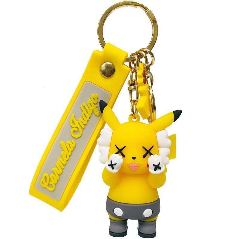 Cute Cartoon Sesame Street Pikachu Silicone Keychain Backpack Car Creative Key Pendant Doll Gift Wholesale L260203