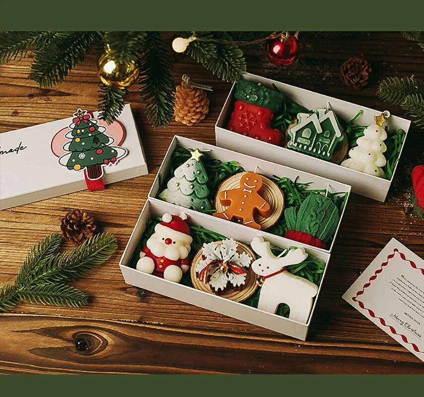 3Pcs/Pack Handmade Scented Decor Cute Santa Snowman Elk Aromatherapy Candle Gift Set Christmas Party Ornament S260204