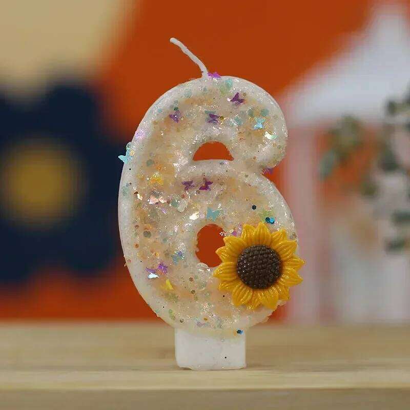 0-9 Number Cake Daisy Flower Atmosphere Candle Girl Birthday Party Decoration Sunflower S260204