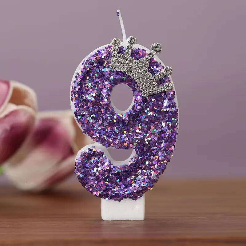 New handmade production Purple crown Birthday Candles number 0-9 Princess cake decoration candles Anniversary Party decorations S260204