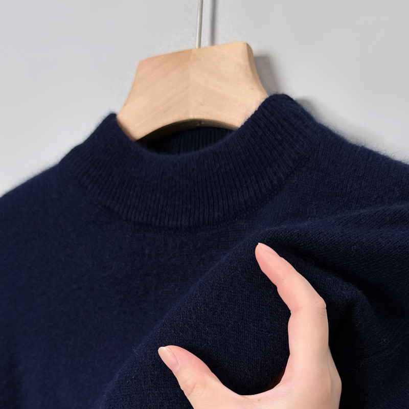 Premium 2026 Men's Cashmere Blend Mock Neck Sweater, Autumn Essential Layering Top, Long Sleeve Casual Knit for Everyday - view 8