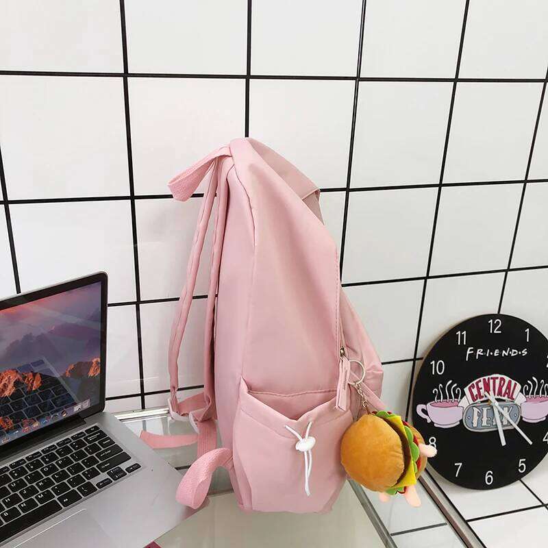 Fashion Schoolbag for Teenage Waterproof Nylon Girls Bagpack Cute Women Laptop Backpack Travel Bag Black Pink Bookbag Unisex Z260202
