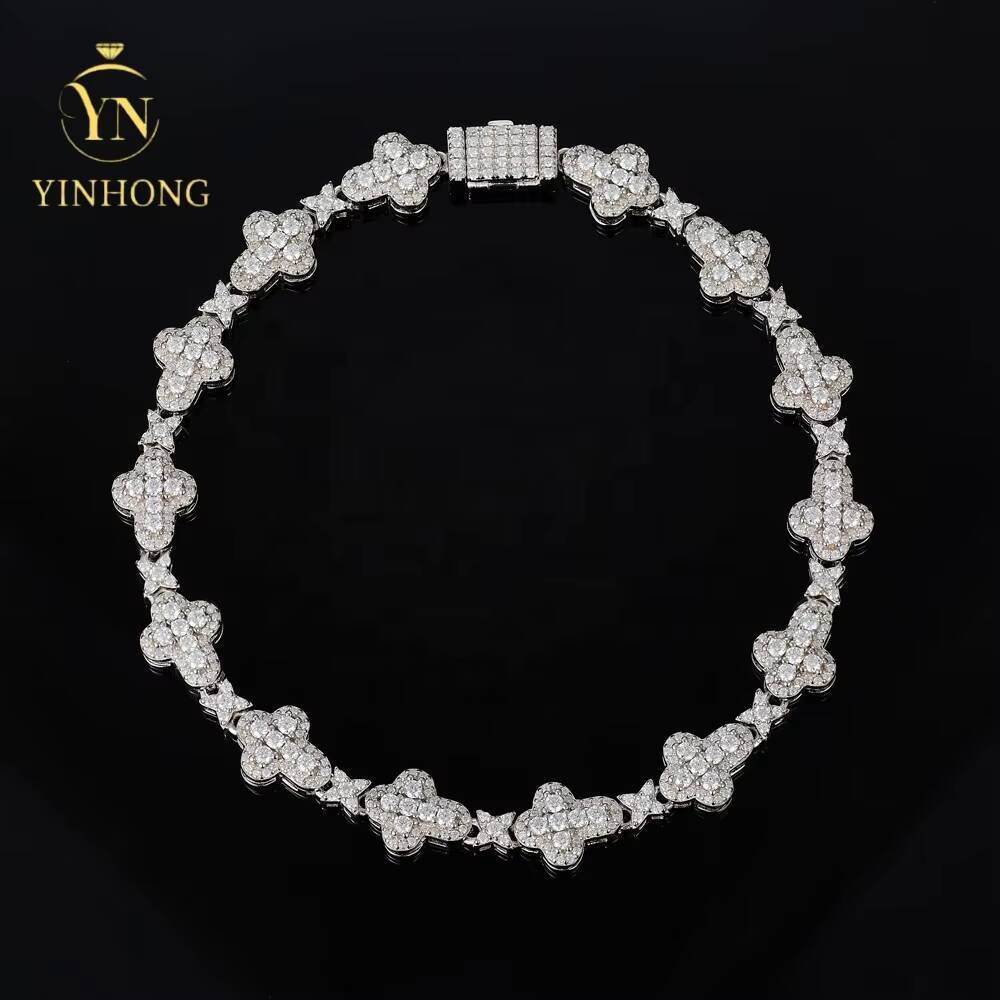 Fine Jewelry Hot Selling Gra Certificate Vvs Moissanite Gold Silver Cross Bracelet for Women Fine Chain Link Jewelry