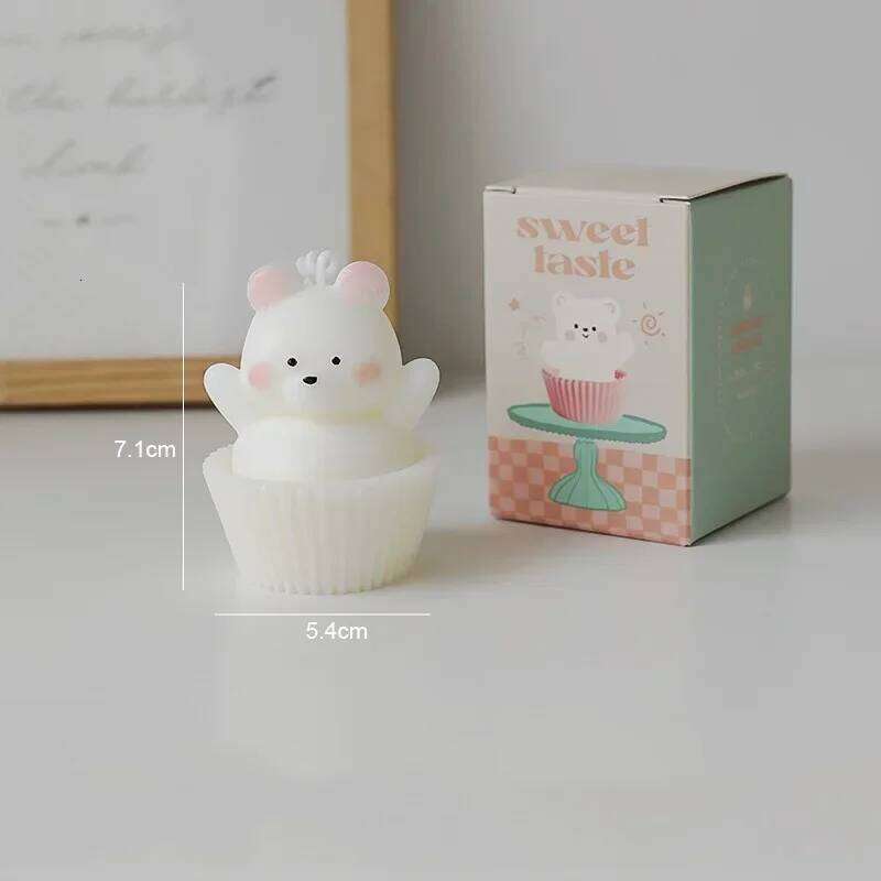 Handmade Cake Bear Scented Aromatherapy Soy Wax Candles Wedding Birthday Candle Party Home Decoration Photo Props S260204