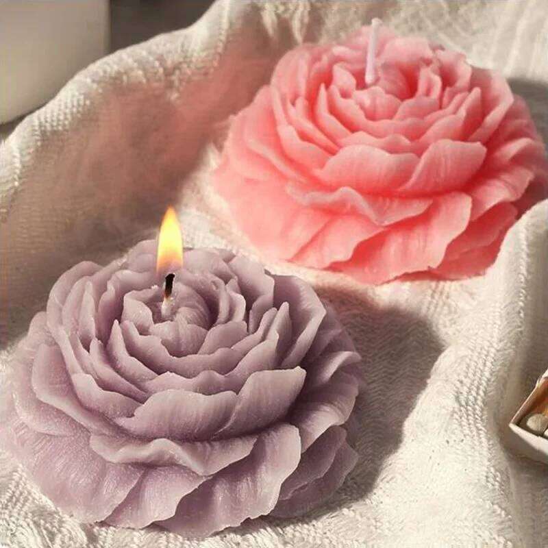 1Pc Beautiful Peony Flower Scented Candle Smokeless Low Temperature Soy Wax Aromatherapy Candles Ornament Home Decoration Gifts S260204