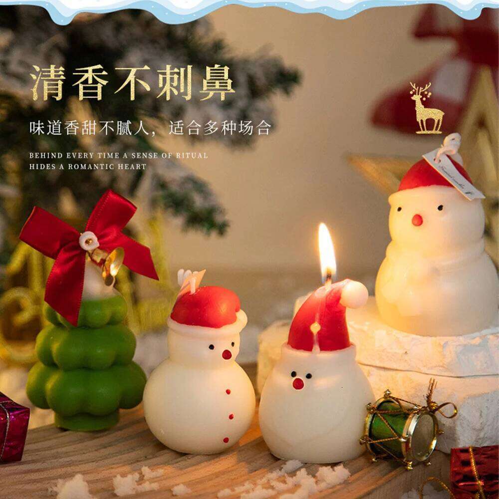 1Pc Tree & Snowman Scented Candle, Colorful Handmade Aromatherapy Candles for Home Fragrance Decoration Christmas Gift S260204