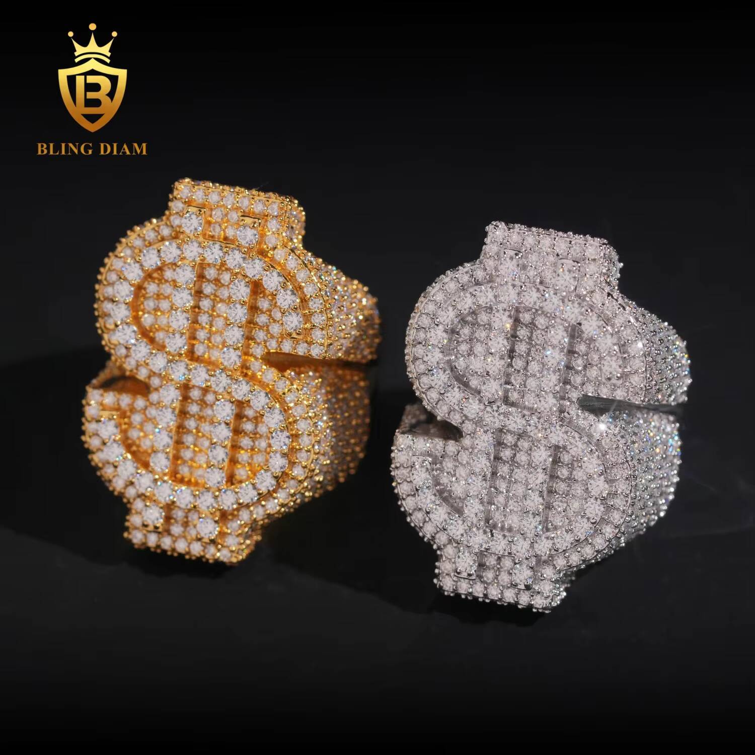 New Arrivals Silver 925 Mens Rings Fine Jewelry Iced Out Vvs Moissanite Custom Hip Hop Moissanite Jewelry Dollar Ring