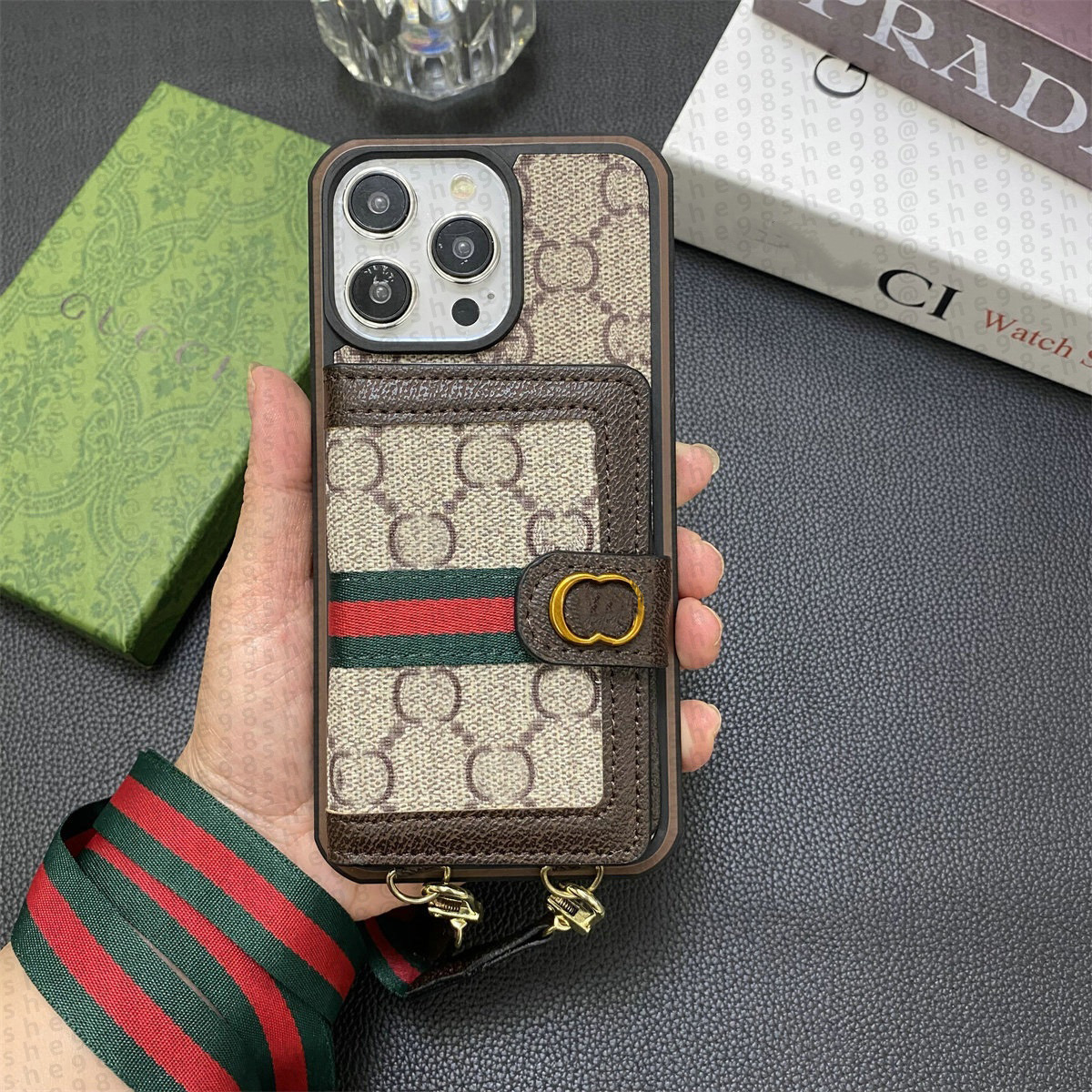 Luxury For iPhone 17 16 Pro Max Cases Women Crossbody Leather Phone Case Designer iPhone Case Apple iPhone15 Pro Max 13 14 Plus Wallet Card Holder Cases Cover Shoulder