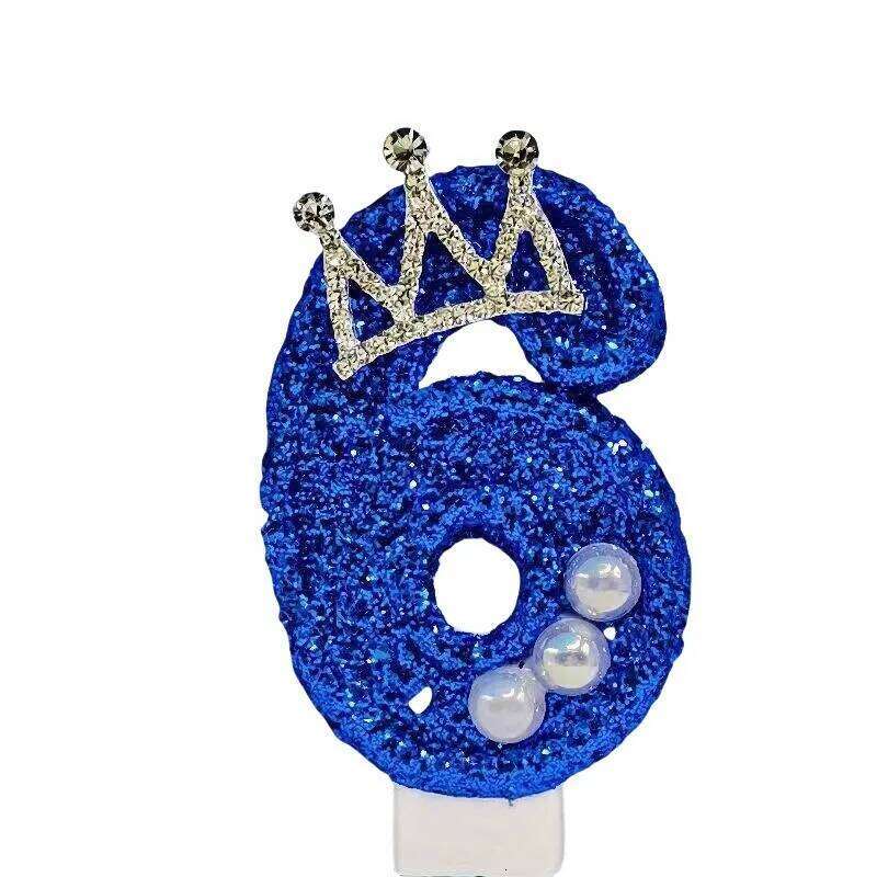 Digital Birthday Candles 0 to 9 Blue Crown Premium Atmosphere Party Supplies S260204