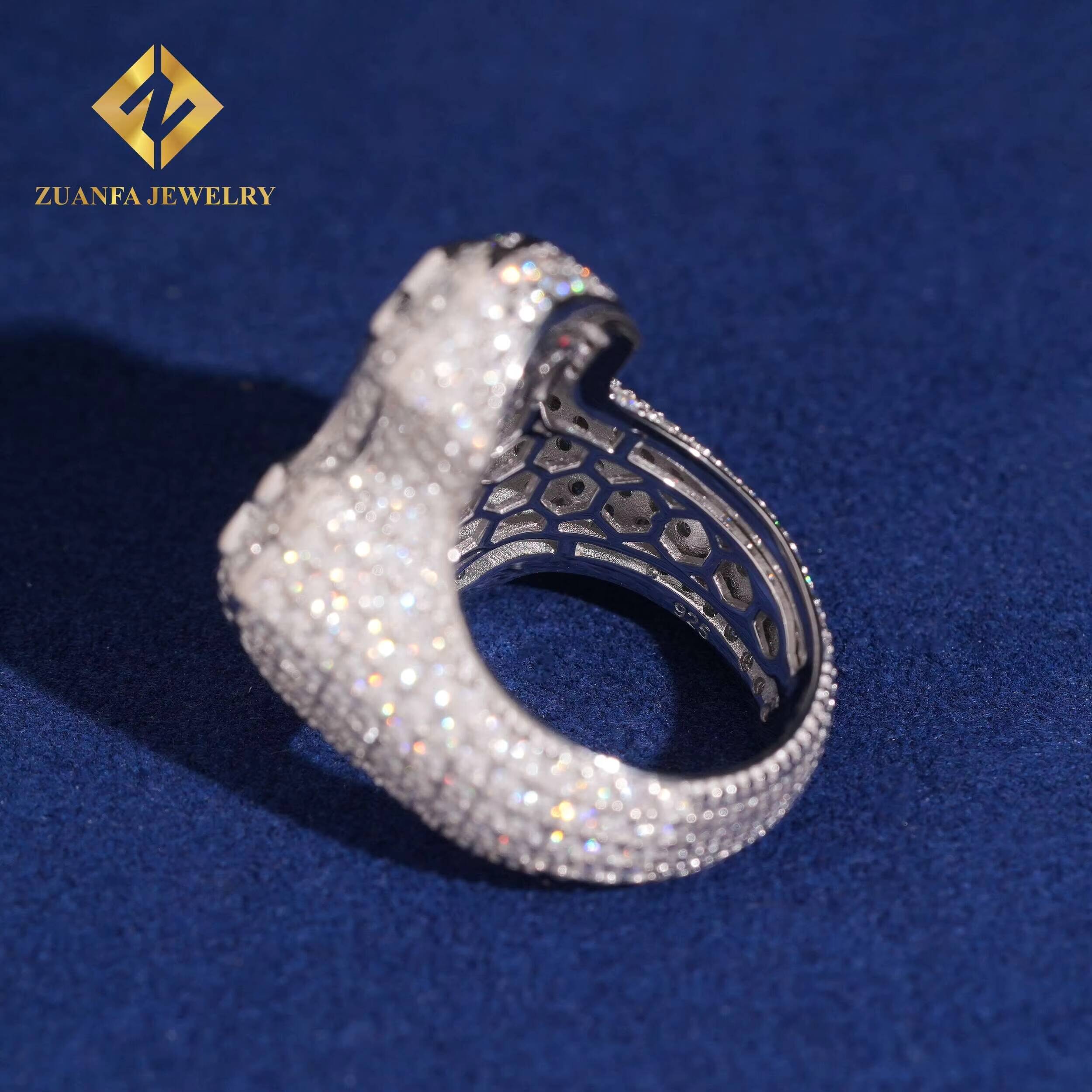 USA Warehouse Cross Ring Baguette Moissanite Ring VVS Iced Out Men Diamond Ring Ready to Ship Jewelry