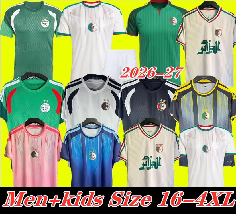 Algeria 2026 soccer jersey 26 27 Gouiri Amoura Hadj Moussa Boudaoui Houssem Aouar Rayan Ait-Nouri Benrahma Ramiz home away Camisetas football shirt men kids 11111