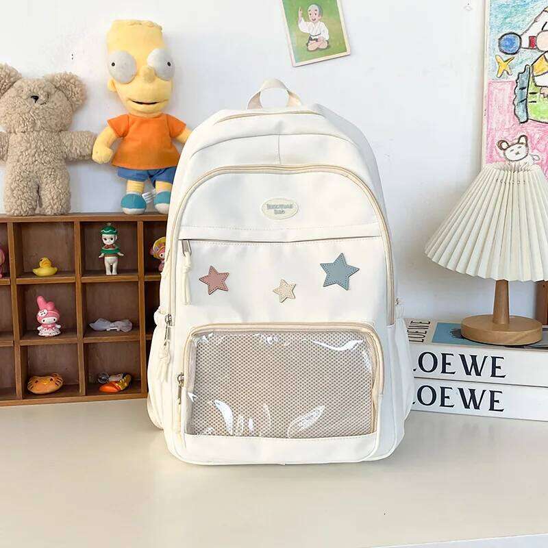 Japanese Y2k Aesthetic Transparent Backpack Women Students Casual Kawaii Star Schoolbag Girl High-capacity Preppy Backpacks Z260202