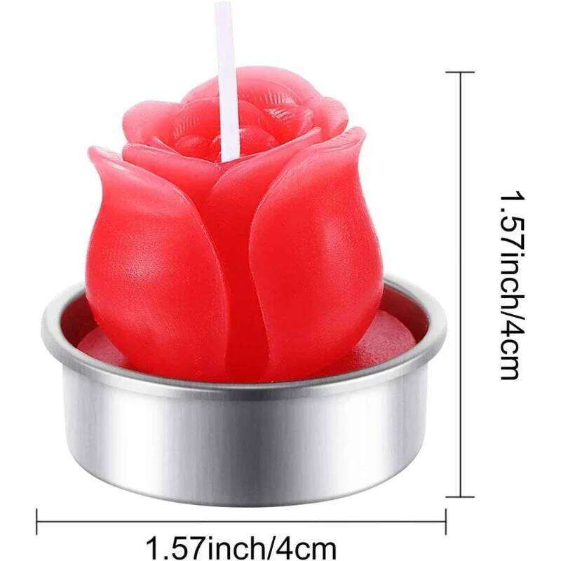 6PCS Romantic Red Proposal Candles Smoke-Free Safe Tealight Wax Rose Shape for Wedding Party Dating Home Decor S260204 9c2