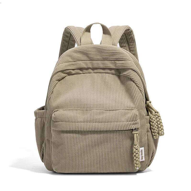 Japanese Casual Simple Multifunctional Travel Shopping Large Capacity Corduroy Women's Small Backpack Z260202