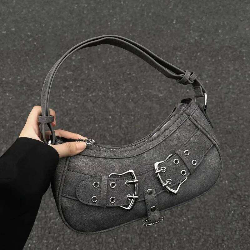 Sweet Cool Denim Grey Shoulder Women Y2k Grunge Hot Girls Casual Handbag Lady Vintage Versatile Underarm Bag Autumn bolsas C260204