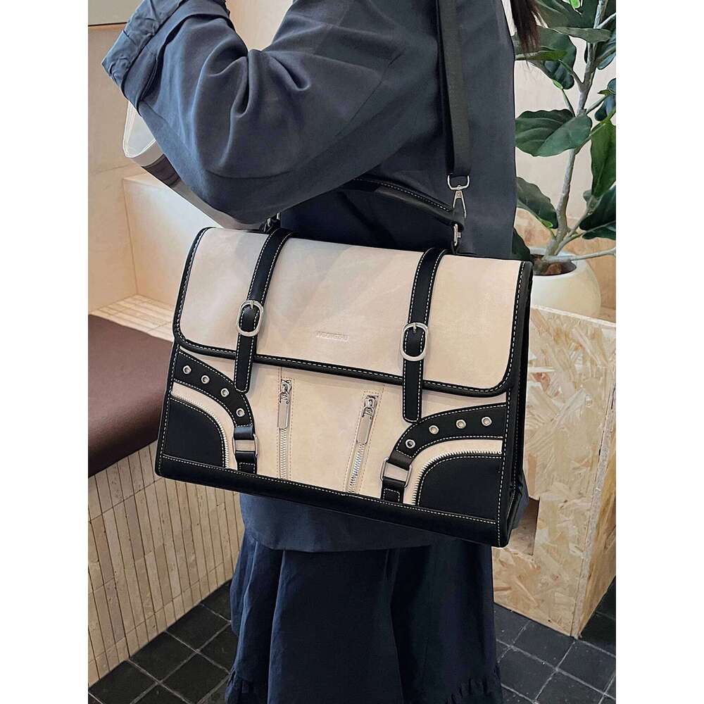 British style Women PU Backpack Fashion Zipper Patchwork Rectangle Briefcase Female Large Capacity Outdoor Vintage Travel Bag Z260204