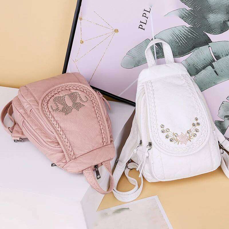 2024 New Backpack Embroidered High Quality Leather Women Fashion Embroidery Bag Large Capacity Travel Backpacks Z260202