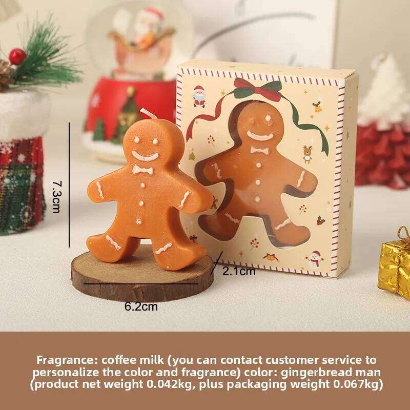 Gingerbread Man Aromatherapy Coffee Milk Shape Wax Christmas Gift Fragrance Candle S260204
