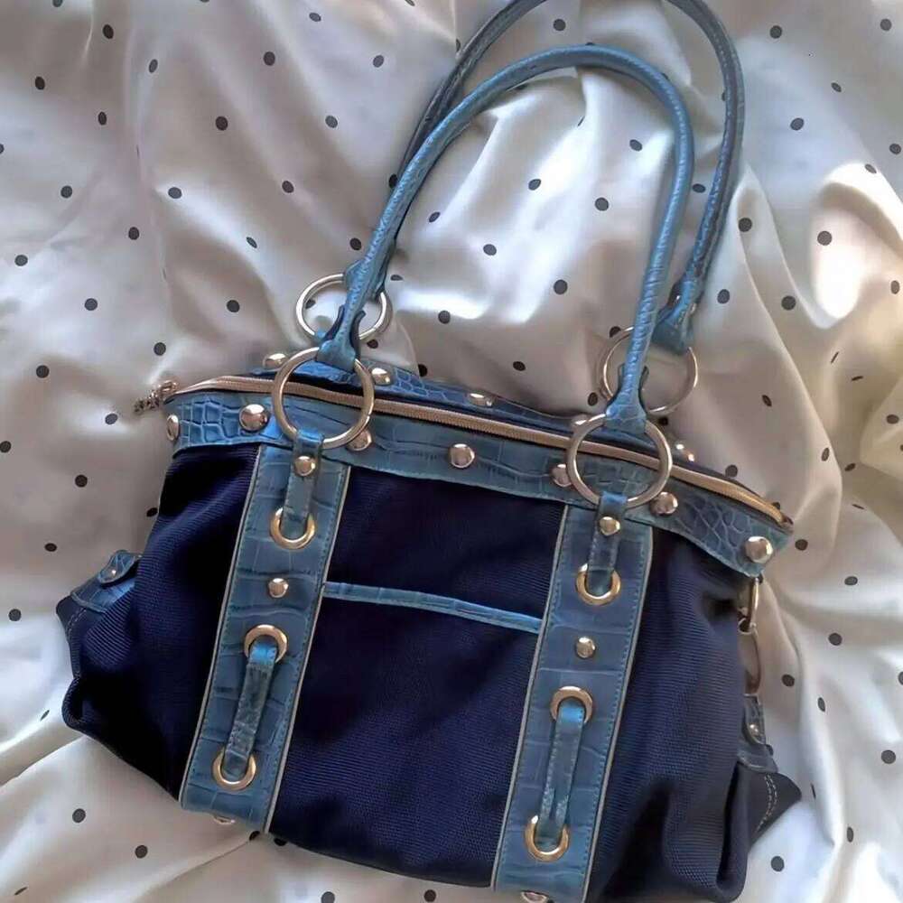 Hot Girl Retro High End Handbag Women Patchwork Large Capacity Shoulder Ladies Y2K Aesthetics Harajuku Underarm Tote Bag New C260204