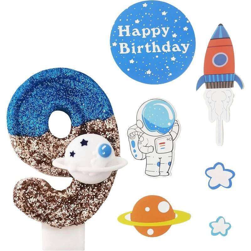 Blue Planet 0-9 free combination digital candles, candles are perfect for high-end baking cake decoration at birthday p S260204 5fe