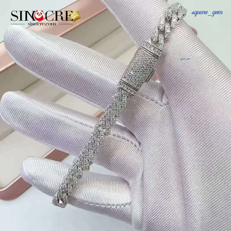 Best Selling Claw Setting Vvs Moissanite Cuban Bracelet Diamond Link Chain Hiphop