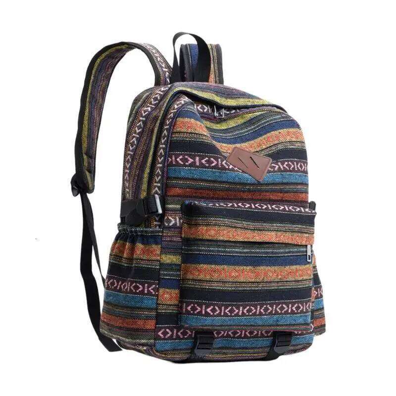 X5XA Spacious Backpack Ethnic School Canvas Book Bag For Easy Organization Z260204