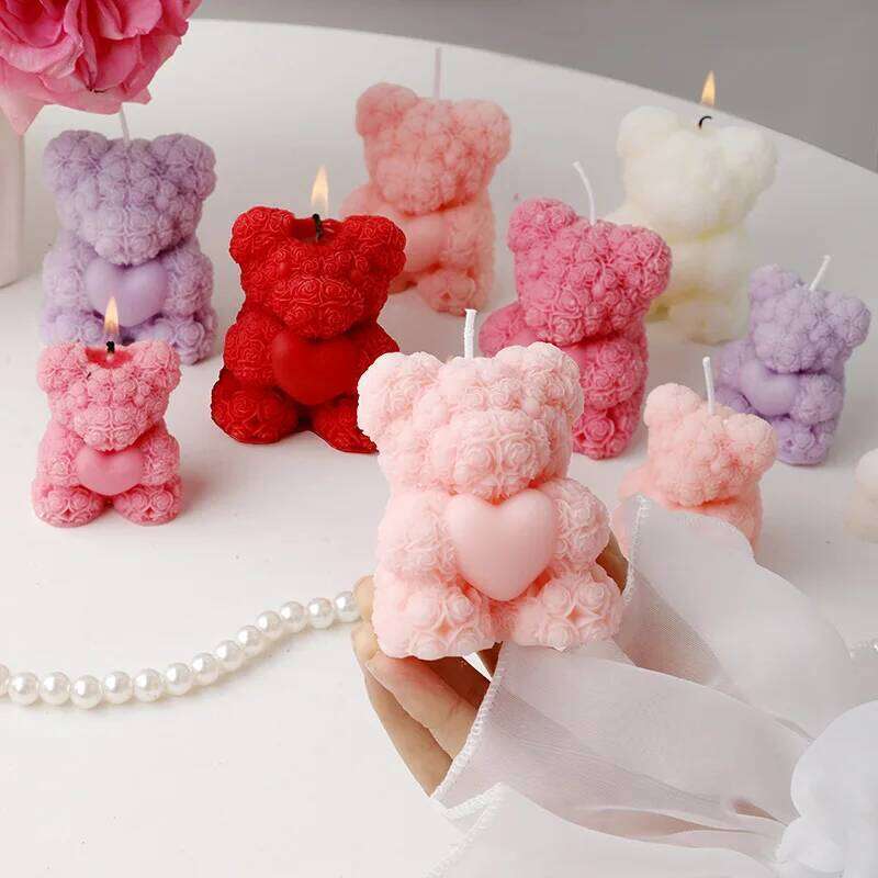 Rose Bear Scented Candles - Cute Decorations & Handmade Gifts Women / Friends, Ideal for Wedding Souvenirs, Valentine's Day S260204